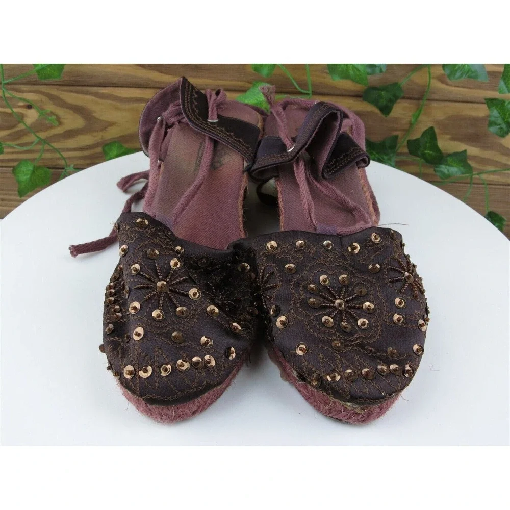 Chair Fernandez Size 38 M Women‎ Sandal Ankle Strap Brown Fabric
